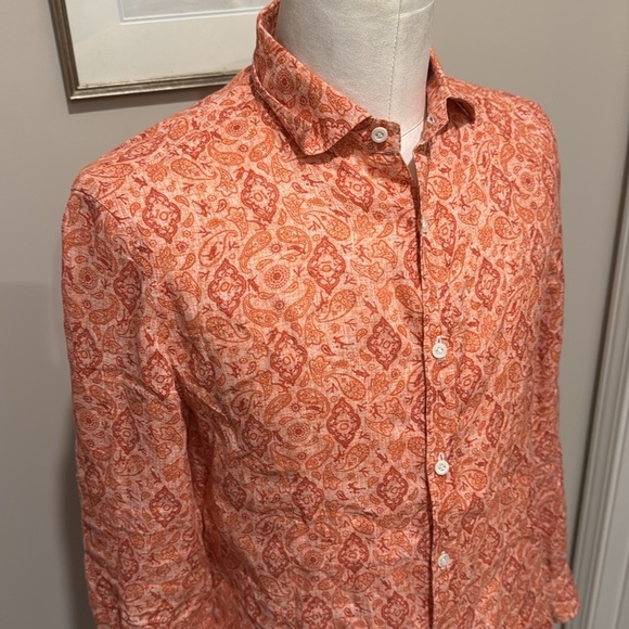 Isaia - Long Sleeve Printed Button Down Dress Shirt - Size 15.5 - Picture 4 of 11